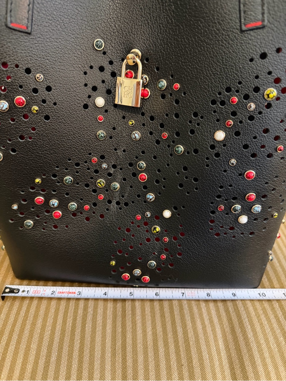 CH Carolina Herrera Black Royal Duke Studded Tote - Picture 8 of 10